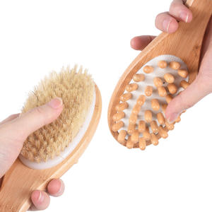<span class=keywords><strong>Brosse</strong></span> à dos en bois hollandais à double face avec manche long de 35 cm, poils de <span class=keywords><strong>sanglier</strong></span> moyens et beige, pour le massage - Product Image 6