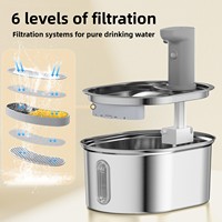 Fontaine à eau pour chien et chat en acier inoxydable, distributeur d'eau intelligent sans fil à circulation automatique, distributeur d'eau sans prise pour animaux de compagnie