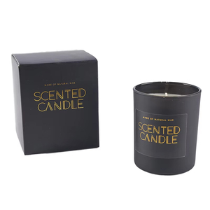 Bougie décorative parfumée en verre noir avec boîte cadeau noire, parfum personnalisé - Product Image 1