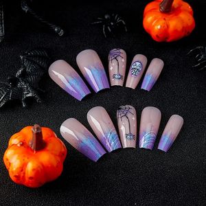 Nueva llegada <span class=keywords><strong>Halloween</strong></span> calavera araña diseño medio ataúd <span class=keywords><strong>uñas</strong></span> postizas <span class=keywords><strong>Halloween</strong></span> acrílico prensa <span class=keywords><strong>uñas</strong></span> para dedos ABS al por mayor - Product Image 3