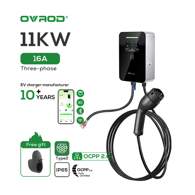 Ovrod Wholesale 11kw Ev Charging Station App Wifi 16a 3 Phase Ocpp Ev Charger Wallbox for Electric Vehicle Car
