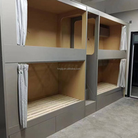 Lit superposé capsule moderne en bois multicouche, taille personnalisable pour appartements étudiants, hôtels-capsules, auberges de jeunesse
