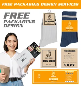 Desain gratis & MOCK-UP kaus kaki Crew olahraga buatan khusus bersirkulasi kaus kaki olahraga uniseks Logo kustom