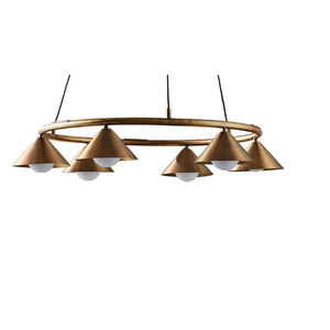 Modern Brass <b>Chandelier</b> Round Led Warm <b>Light</b> For Living Room And Dining Room - Product Image 4