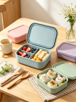 Boîte à bento en silicone à 3 compartiments, réutilisable, hermétique, empilable, pour adultes, travail, voyage, micro-ondes
