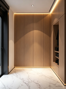 Armoire sur mesure élégante en bois naturel pour chambre à coucher, meuble de rangement en bois massif pour appartement et maison - Product Image 6