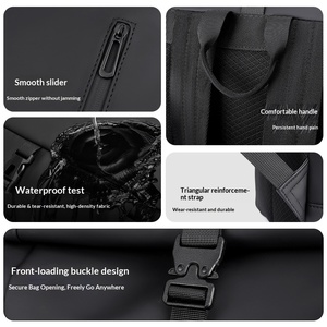 Oxford Cloth Durable Waterproof Roll-Top <b>15</b>-inch <b>Laptop</b> Backpack School Commuting Climbing Tour Double Shoulder Strap - Product Image 2