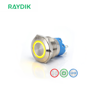Interrupteur à bouton-poussoir momentané étanche jaune avec LED en option, 16mm, 19mm, 22mm, 25mm, pour boîtier de commande et machine CNC