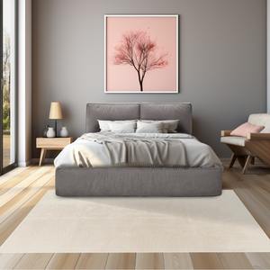 Lit double ADELE en tissu gris - Product Image 1