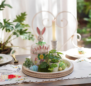 Plateau décoratif rond en bois blanc à perles lavées de style campagnard Plateau à café décoratif pour table - Product Image 2