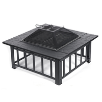 Ensemble barbecue et brasero extérieur 67x67x47cm, table de jardin, foyer, grill, poêle de chauffage, réchaud portable d'extérieur