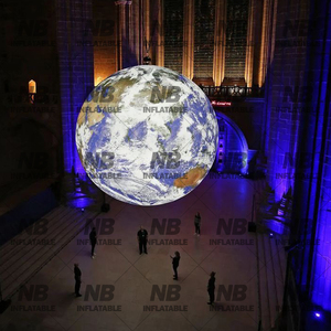 Lune gonflable lumineuse avec lapin pour décoration de festival extérieur - Product Image 1