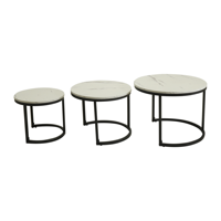 Ensemble de table basse gigogne moderne petite extrémité latérale ronde en bois MDF ensemble de nid 3 pièces table basse pour meubles de salon