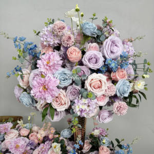 Composition florale artificielle réaliste en gros, faite à la main en soie, centre de table moderne pour mariage, boule de fleurs colorée - Product Image 5