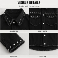 Veste de printemps pour homme en coton 100% noir à bords effilochés avec détails boutonnés, motif de dessin animé, coupe-vent et imperméable pour le streetwear