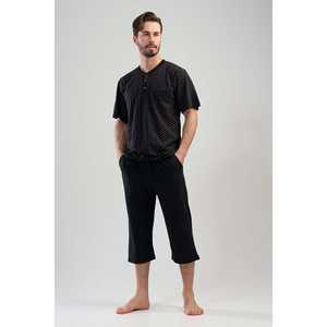 <b>Man</b> Village Printed Capri <b>Pajama</b> <b>Set</b> 100% Cotton Short Sleeve Knitted Sleepwear <b>Men's</b> - Product Image 6