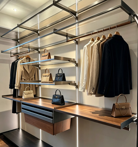 Système de garde-robe modulaire en métal haut de gamme, minimaliste, moderne et luxueux de style italien, meubles de chambre à coucher - Product Image 3