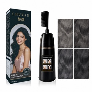 Fácil de usar para todo tipo de cabello, color negro oscuro permanente, crema colorante para el cabello con brocha aplicadora, logotipo personalizado, larga duración. - Product Image 1