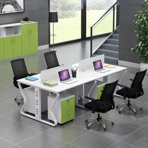 批发最新设计时尚行政钢木办公桌现代白色家庭工作站办公桌