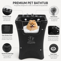 Station de lavage ergonomique surélevée en acrylique pour animaux de compagnie, à sortie rapide et anti-fatigue