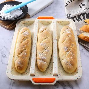 Factory <b>Price</b> <b>Oven</b> Safe Non Stick Heat Resistant Baking Pan 3 Cavity Silicone French Bread Tray for baguette - Product Image 2