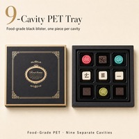 Boîte cadeau en chocolat rigide carrée de luxe avec logo personnalisé et séparateurs pour truffes, bonbons, Nama, fabricant en gros