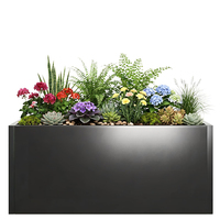 Jardinière d'extérieur JH-Mech antirouille pour plantes, rectangulaire profonde avec trou de drainage, robuste et durable, en métal.