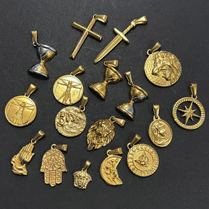 Kalung Kompas Liontin Salib 26 Gaya, Kalung Kompas Liontin Kepala Singa Liontin Liontin Sayap Malaikat Choker Vitruvian Pria - Product Image 1