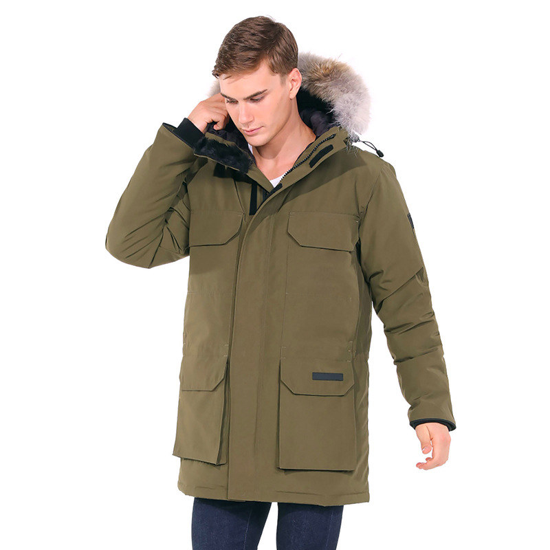 Outdoor winter coat with fur collar down parka canada men's goose down jacket