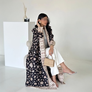 Custom <strong>Orders</strong> Accepted Women Four-Way Stretch Polyester Floral Ankle-Length Pleated Cardigan Dubai Fashion Wedding Ethnic <strong>Abaya</strong> - Product Image 6