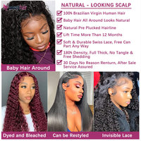 Cheveux vierges birmans bruts non transformés HD dentelle perruque frontale complète sans colle cuticule aligné 100% cheveux humains perruque bouclée profonde pour les femmes