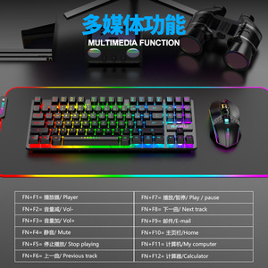 Combo clavier et souris de jeu sans fil rechargeable RAIKU R905, 87 touches, rétroéclairage RVB, connexion 2.4G - Product Image 4