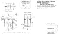 Interrupteur à bascule carré bleu avec voyant lumineux 30A/16A 250V /20A125V AC DPST ON-OFF pour équipement et équipement médical R210-1C5G-BU1-NWC