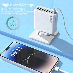 <span class=keywords><strong>Chargeur</strong></span> USB-A <span class=keywords><strong>30W</strong></span> Multi 8 Ports Charge Rapide Prise EU/US <span class=keywords><strong>Chargeur</strong></span> Mural pour <span class=keywords><strong>iPhone</strong></span> 17 16 15 13 Pro Max Samsung Huawei HONOR Xiaomi - Product Image 5