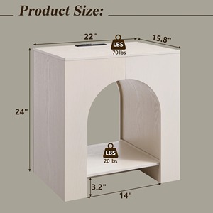 <span class=keywords><strong>Table</strong></span> <span class=keywords><strong>de</strong></span> <span class=keywords><strong>chevet</strong></span> moderne en forme d'arche avec station <span class=keywords><strong>de</strong></span> charge et étagère ouverte pour chambre à coucher et salon - Product Image 4