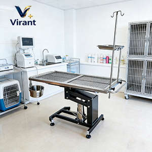 Mesa de Operaciones Veterinaria Hidráulica de Acero Inoxidable con Altura Ajustable, Soporte para Infusión y Recipiente de Almacenamiento para Clínica Veterinaria - Product Image 1