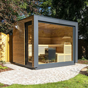 Outdoor gehärtetes Glas Massivholz 3 Personen Traditionelle Massage Sauna Kamer zum Verkauf 1 Jahre Saunen Interiores Para 12 Personas - Product Image 5