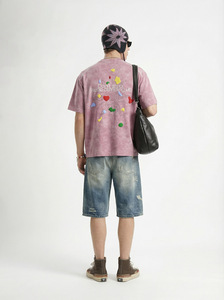 T-shirt streetwear oversize pour homme, coton vintage délavé à l'acide avec impression de citation « Don't Stop », mode urbaine - Product Image 2
