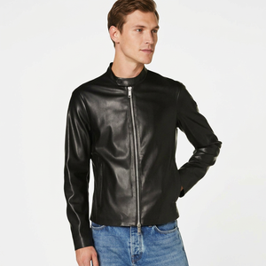 Solid Color personalized tailored fit premium quality genuine hide casual motorcycle coat custom leather <b>jacket</b> - Product Image 4