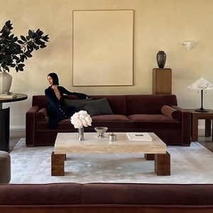 Диван из бархатной ткани в стиле ретро, расположенный по прямой и секциям, для современной гостиной в стиле виллы. High-end. - Product Image 2