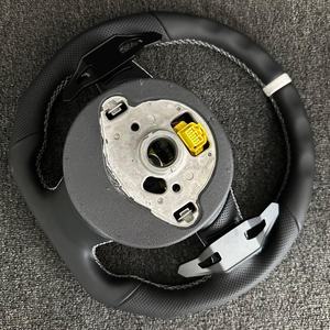 Volant en cuir véritable noir à rayures blanches personnalisées, semi-perforé, pour <span class=keywords><strong>Audi</strong></span> A1 A3 A4 A5 A6 A7 S/RS Q3 Q5 Q7 TT <span class=keywords><strong>R8</strong></span> - Product Image 5