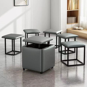 Ensemble de tabourets multifonctionnels modernes avec ottoman et <span class=keywords><strong>pouf</strong></span> rembourrés pour salons d'appartements et de villas, meubles pliables pour la maison - Product Image 2
