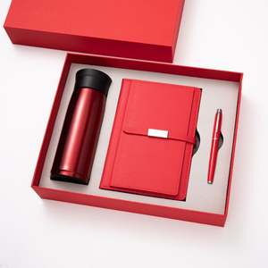 Juego de Regalo Empresarial Tres en Uno en Promoción con Botella de Vacío, Bolígrafo y Cuaderno de Cuero PU para Eventos Corporativos - Product Image 1