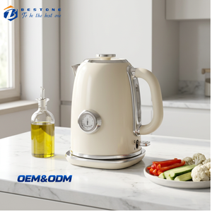 Vintage <b>Electric</b> <b>Kettle</b> 1.7L Stainless Steel <b>Kettle</b> Temperature Dial Transparent <b>Water</b> Level Auto Shut Off - Product Image 1
