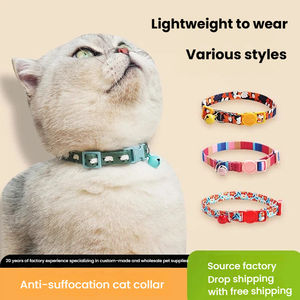 طوق قطط عصري مخصص مضاد للاختناق مع مشبك أمان قابل للتعديل وجرس، وشاح للحيوانات الأليفة من البوليستر بالجملة - Product Image 3
