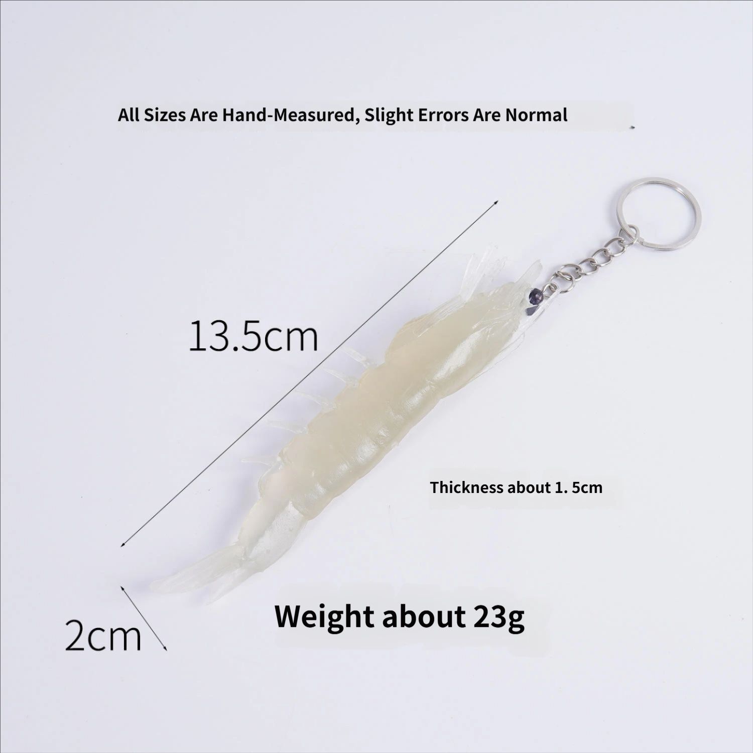 Transparent straight shrimp with eyes-keychain