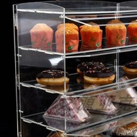 Vitrine à pâtisserie en acrylique détachable à 3 niveaux avec portes articulées pour pâtisserie gâteau de comptoir de boulangerie, vitrine à dessert