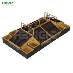Mesa Exhibidora de Productos de Múltiples Niveles Highbright con Acabado de Madera para Supermercados y Tiendas de Comestibles - Product Image 1