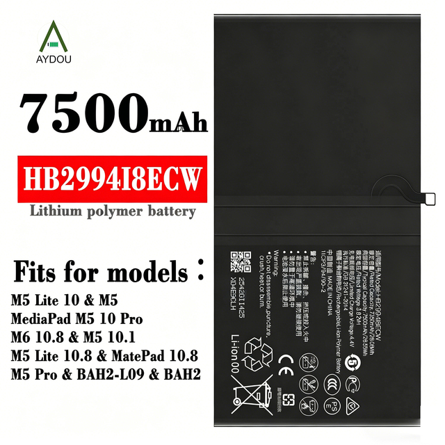 Li-Polymer Rechargeable Battery for MediaPad HB2994i8ECW T1 M1 M2 Honor Tablet T1-801 T1-821W Black
