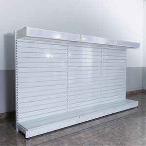 Siêu Thị Một Mặt Kim Loại Slatwall Gondola Kệ Với Hộp Đèn - Product Image 1